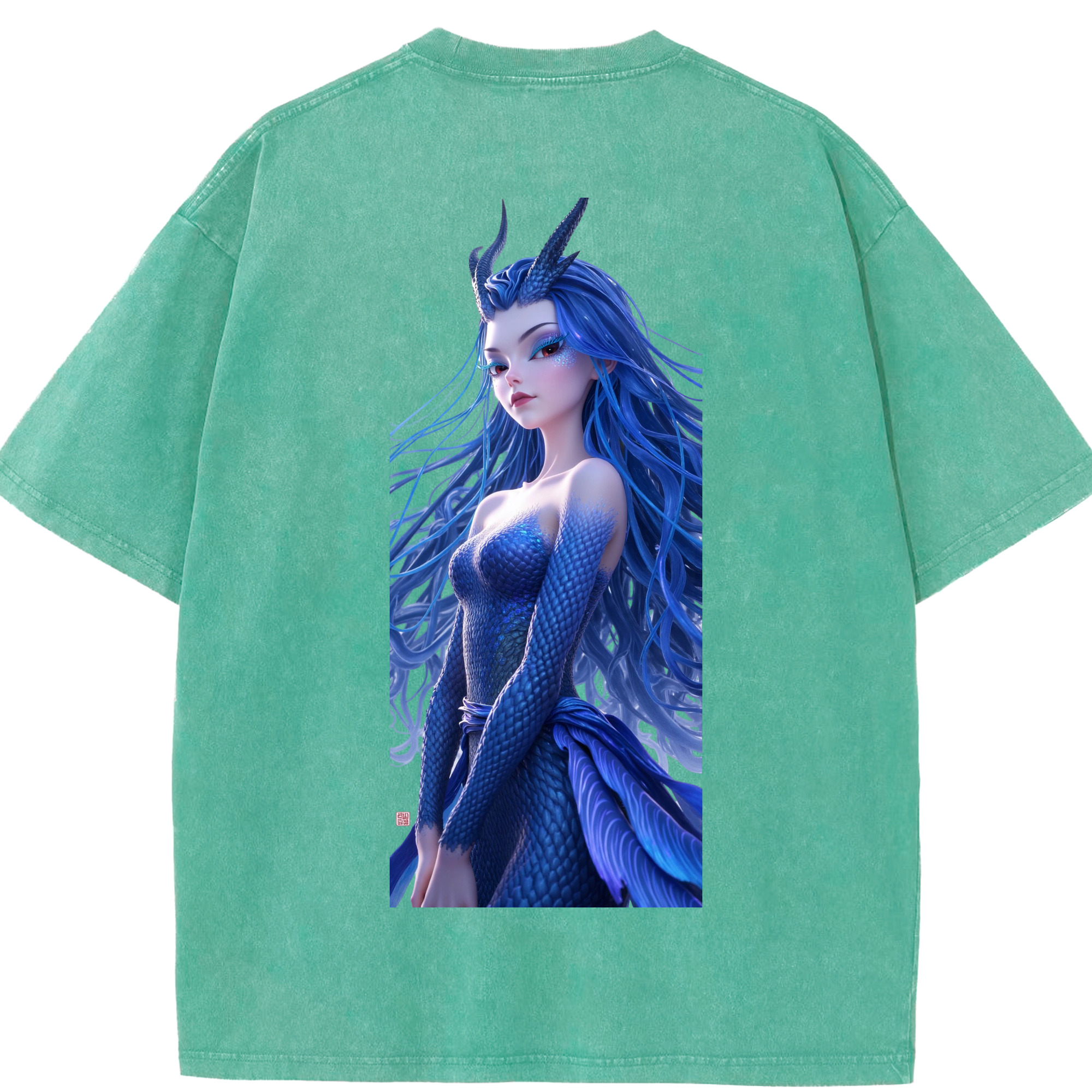 （画像用） Ne Zha 2 ナタ 魔童の大暴れ 綿100% ヴィンテージ風 半袖Tシャツ（背面プリント）